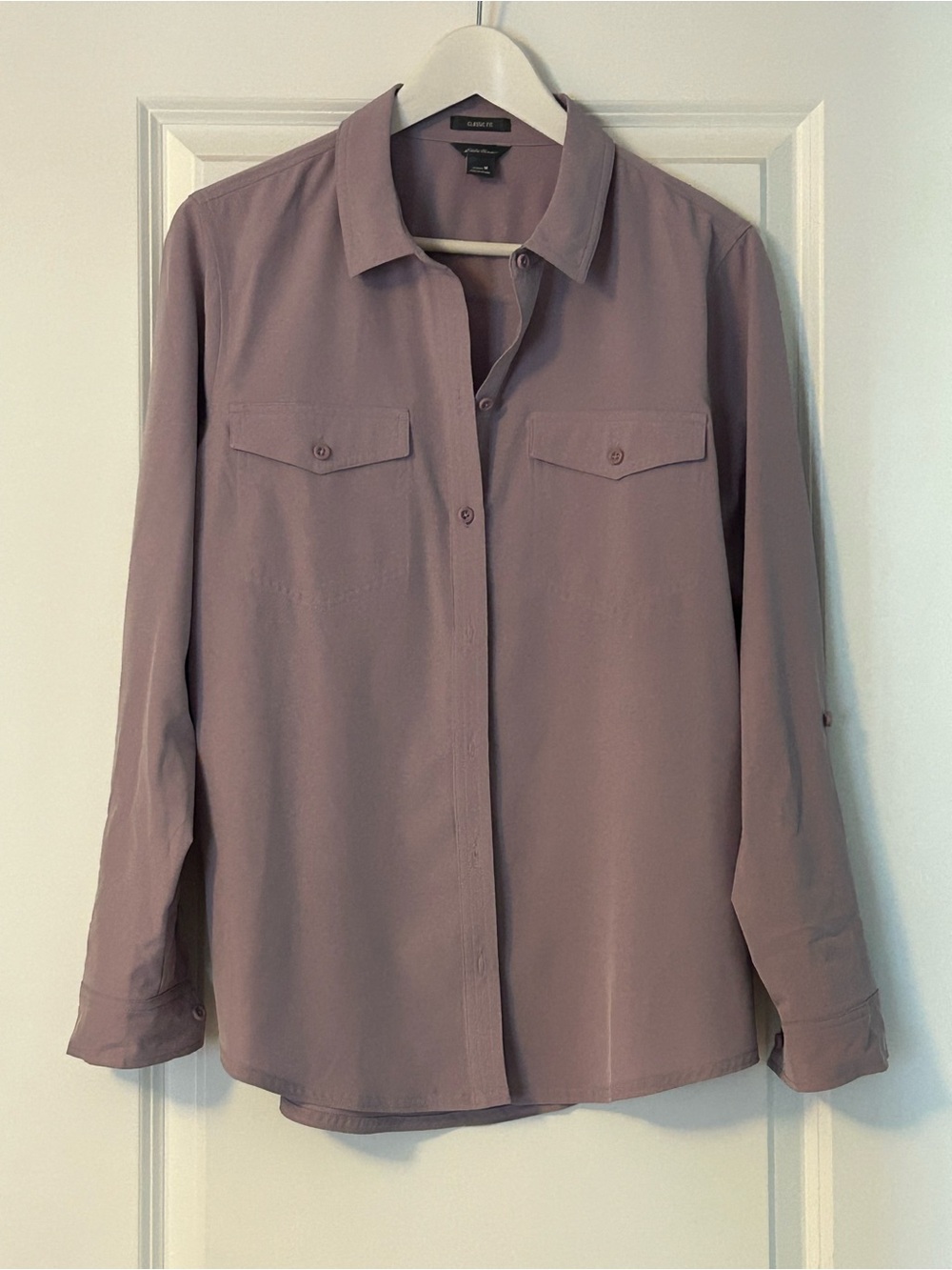 Classic & Versatile Eddie Bauer Mauve Button-Down Blouse | Medium